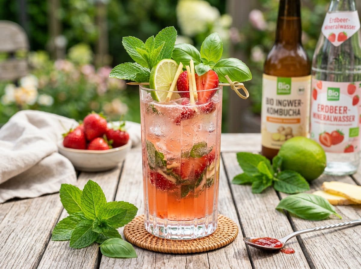 Strawberry-Ginger-Kombucha Faux-jito