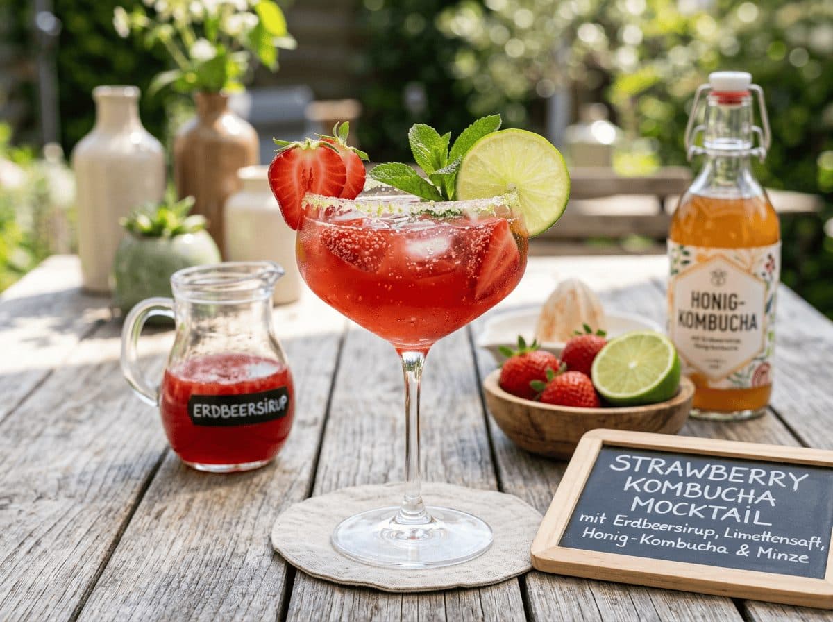 Strawberry Kombucha Mocktail